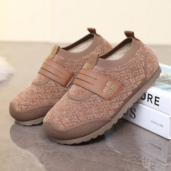 2025 winter new style old beijing cotton shoes women's snow boots plus velvet to keep warm and non-slip one-legged casual mother's cotton boots