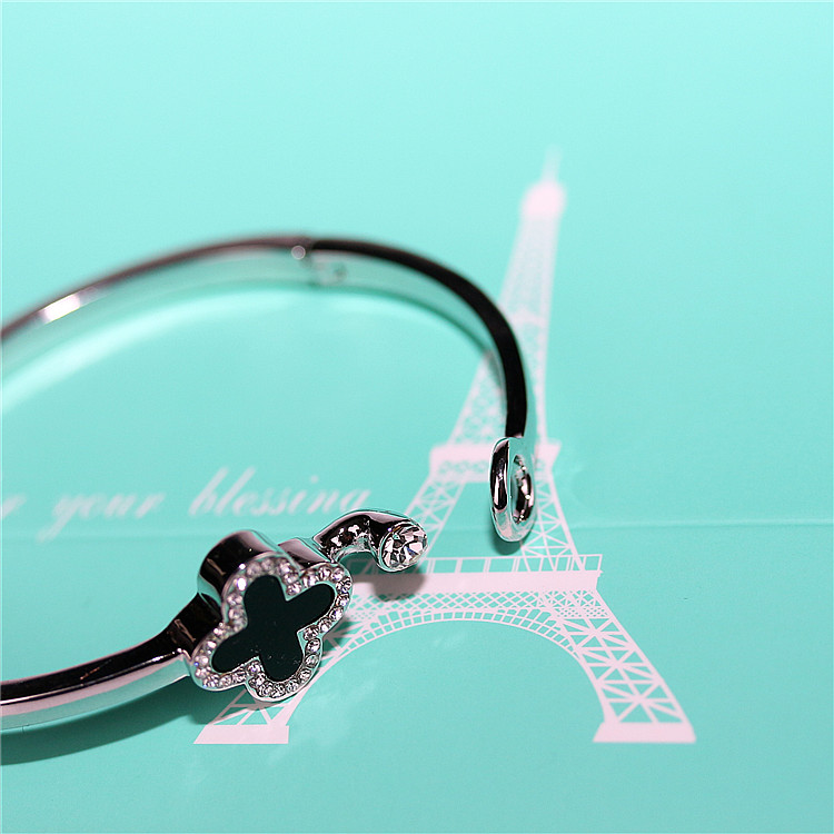 Mỹ châu Âu và Mỹ hipsters bốn lá cỏ ba lá vòng đeo tay nữ đơn giản rhinestone vòng tay thời trang màu vàng Bracelet trang sức