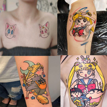 Beauty girl kitty tattooed with Katinins wind floral arm lasting waterproof teenage girl hearts sexy cute body stickers