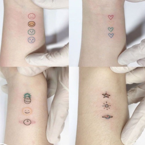 ins Hyuna wind tattoo stickers with the same tattoo lines cute Korean color smiley face Small fresh waterproof long-lasting