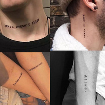 English tattoo sticker waterproof male and female persistent emulation ins wind letter arm neck personality words