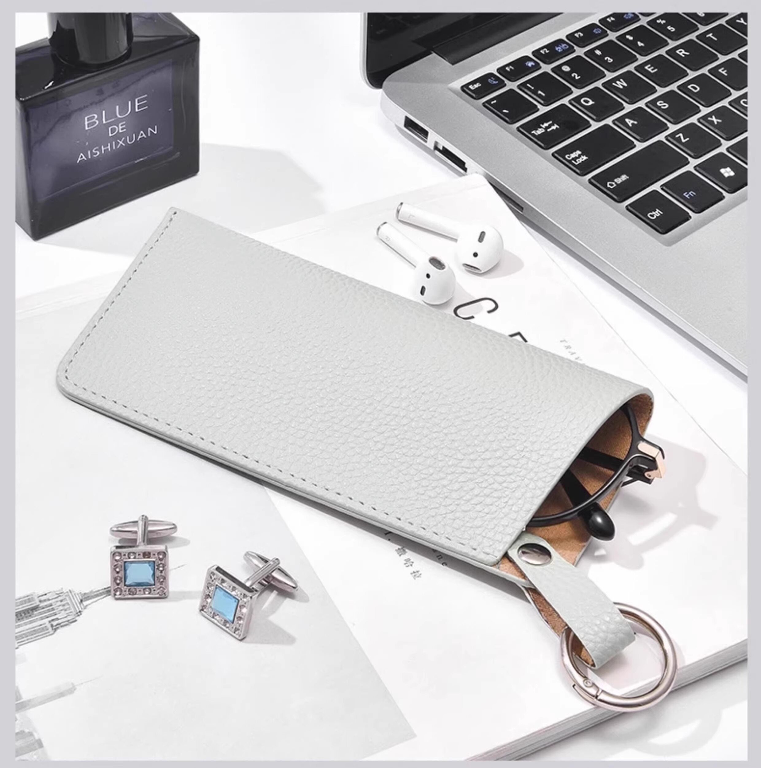 Ящики для хранения очков 便携可挂眼镜收纳袋pu太阳镜墨镜收纳袋眼镜包便捷钥匙圈眼镜挂袋