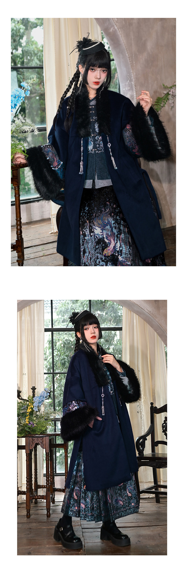 Китайцы одежда наборы 古怪舍「浮光鳍梦」原创汉服女改良明制国风比甲上衣马面裙套装冬