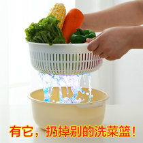 Fruit plate drain basket home Creative Kitchen wash basin double multifunctional drain basket plastic basket artifact