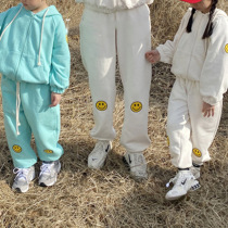 New childrens autumn clothing Korean style fashionable smiling face zipper terry sweatshirt jacket parent-child suit for boys and girls 2