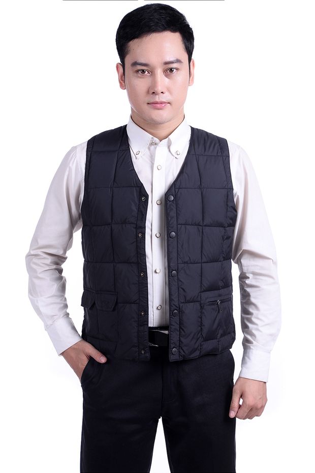 Áo trung thu mùa đông và vest mùa đông vest dày áo ấm v-cổ size lớn không tay xuống áo vest nam áo khoác không tay nam