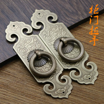 Chinese antique pure copper bat Ruyi head straight handle Ming and Qing furniture accessories shoe cabinet cabinet door handle