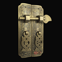 Chinese antique pure copper curved nail round handle bookcase cabinet shoe cabinet door hardware furniture accessories straight handle