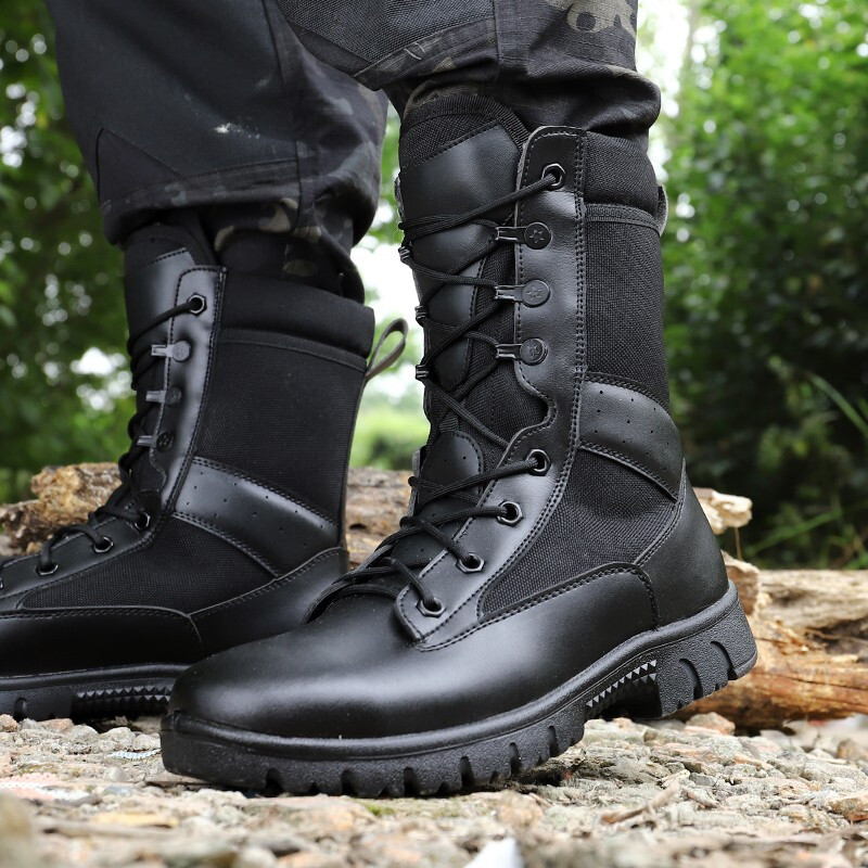 Outdoor Combat Training Boots Male Mountaineering Shoes High Cylinder Field Expansion Shoes Waterproof Wear and Tactical Shoe Air Boots Safety Boots