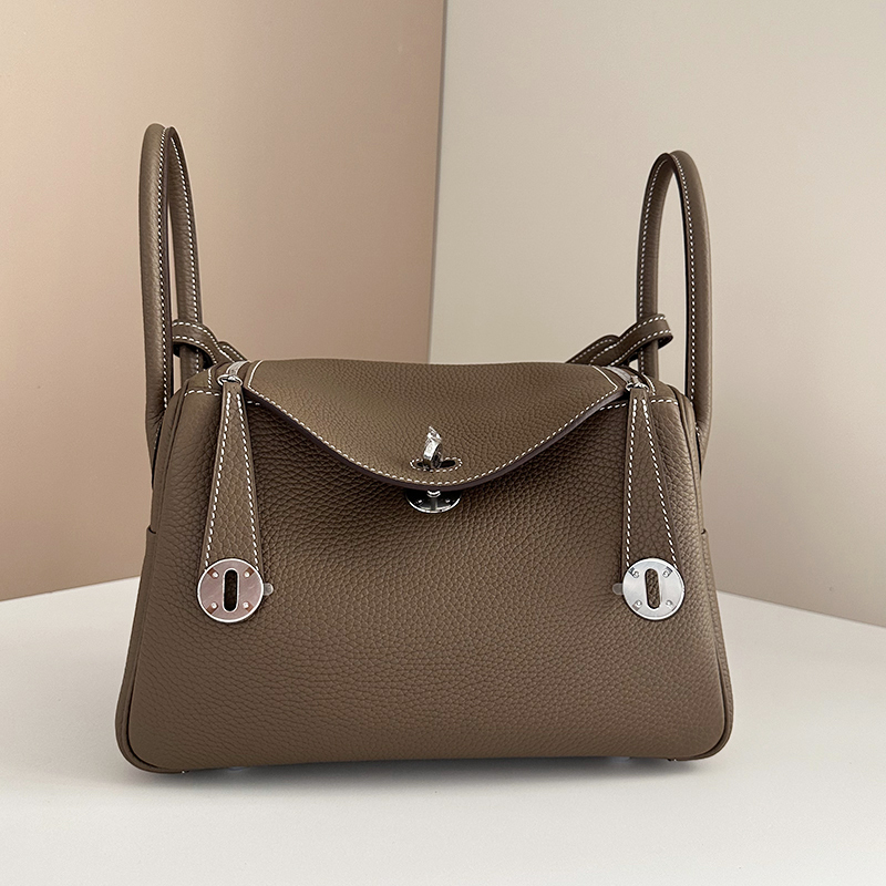 Lindy Bag, High-End Handmade Wax Thread Stitched Original Tc Cowhide Doctor's Medicine Bag, Fashionable Shoulder and Handbag for Women