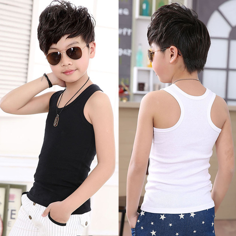 Children's Pure Cotton Vest for Boys, Summer Thin Style, Sleeveless Tank Top for Toddlers and Girls, Camisole Underwear Base Layer