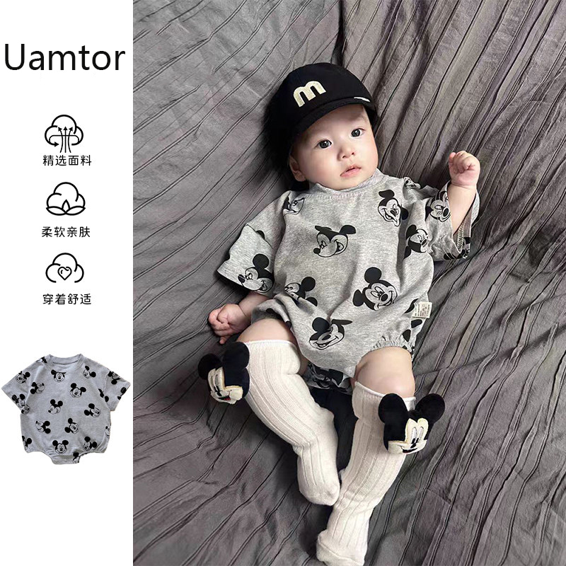 Korean Uamtor Baby Boy Clothes Summer Cute Romper Short-Sleeve Bodysuit Stylish Jumpsuit Infant Crawling Suit