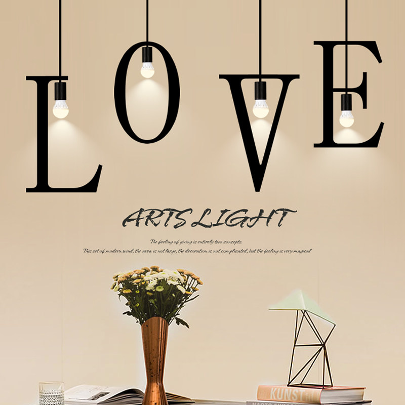 Nordic clothing store lighting creative personality bar window cafe simple modern art dining room letter chandelier