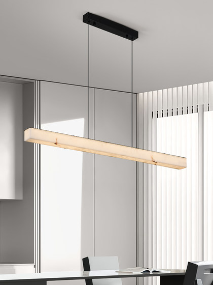 Italian Minimalist Restaurant Chandelier, Modern Simple Light Luxury Strip Light, Designer Dining Table Island High-End Linear Lighting Fixture
