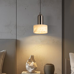 Italian-Style Minimalist Bedroom Bedside Marble Pendant Light, Modern Simple Light Luxury with a High-End Feel, Adjustable Height Foyer Pendant Light