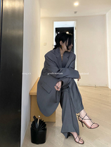 SR Sukii Grey Casual Small Suit Jacket Woman 2024 New Spring Dress Temperament Superior Feel Cushion Shoulder West Suit