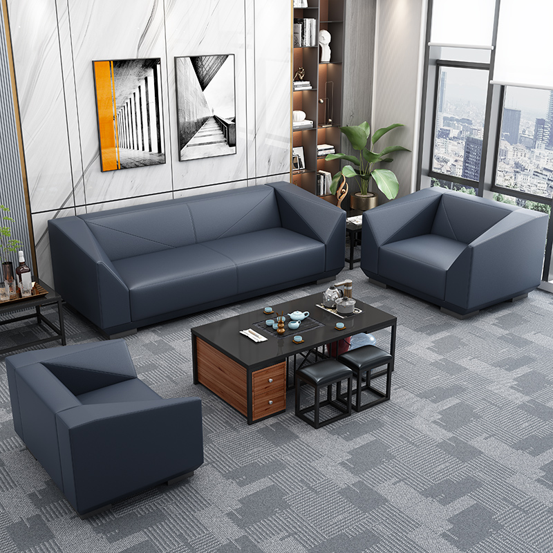 Office Sofa Brief Modern Business Guests Reception Trio Place Sofa Tea Table Combo Office Sofa