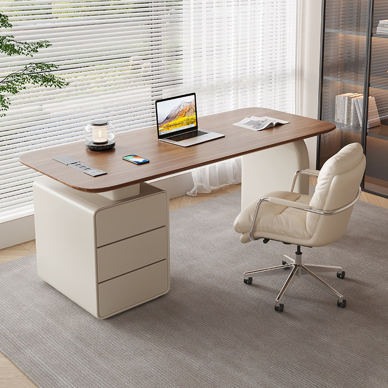 Retro Cream-Style Corner Desk with a Light Luxury and Modern High-End Feel, Suitable for Home Study, Computer Work, and Medical Consultation