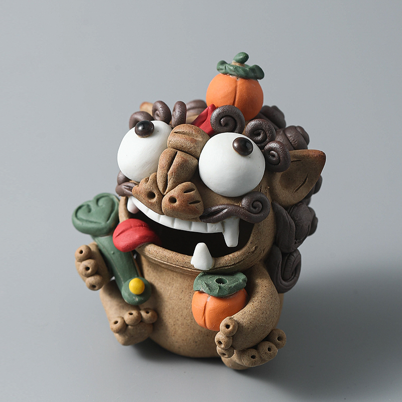 Jingdezhen Handmade Coarse Pottery original Chinese Ruyi The lion's can raise a chaser tea darling stove cute little leopard swing piece-Taobao