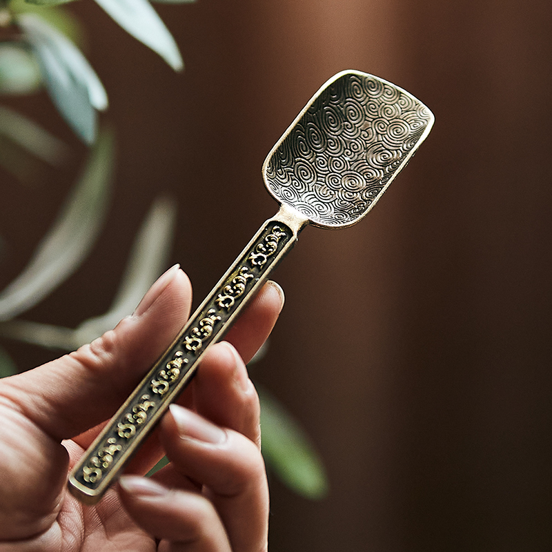 Kung fu tea alloy tea alloy tea dial tea ceremony of six gentlemen solid wood teaspoon teaspoon teaspoon tea shovel teaspoon
