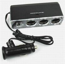 Car cigarette lighter one drag three to three minutes car cigarette lighter converter with USB charging interface