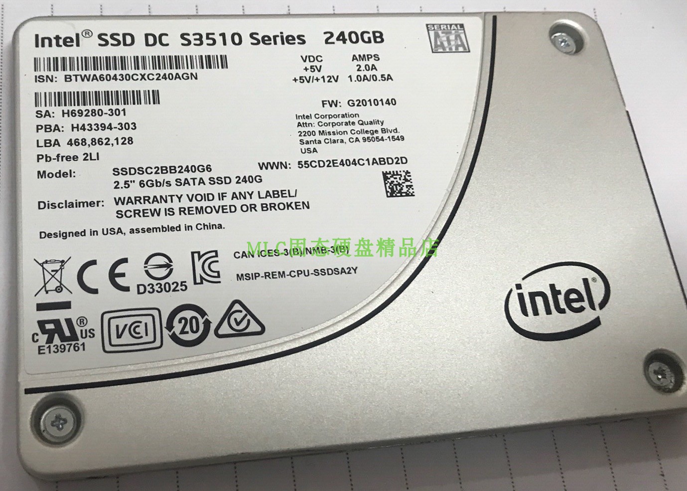 IntelS3510 80G 120G 240G 480G 800G SSD MLC