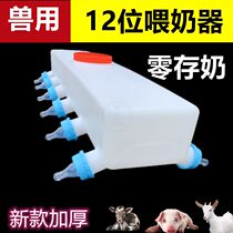 Lamb small shepherd with small pig feeding bottle feeding farm pig with a milk pot and a piggy breast milk machine god-maker