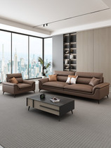 Nordic office sofa coffee table combination simple modern business reception negotiation reception company leather three-seat