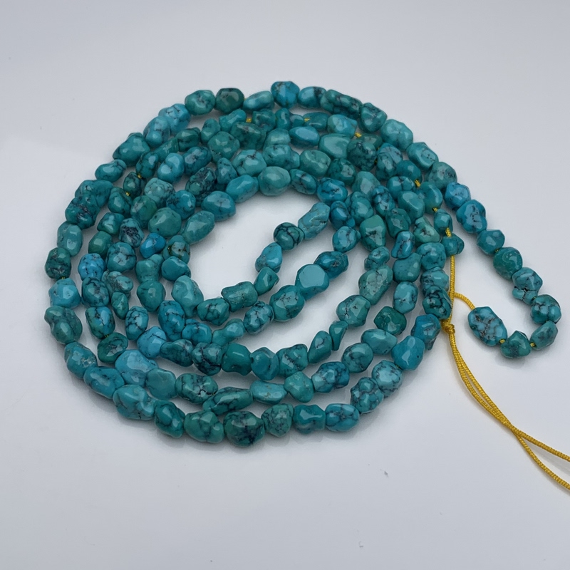 Cloud Cover Blue, Raw Unenhanced Turquoise, Freeform Strand, No Water or Oil, Diameter Approximately 4mm, Weight 17 Grams Cloud Cover Blue, Raw Unenhanced Turquoise, Freeform Strand, No Water or Oil, Diameter Approximately 4mm, Weight 17 Grams