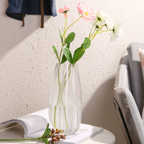 Ваза из стекла прозрачных украшений сухой цветочный цветок розовый цветок