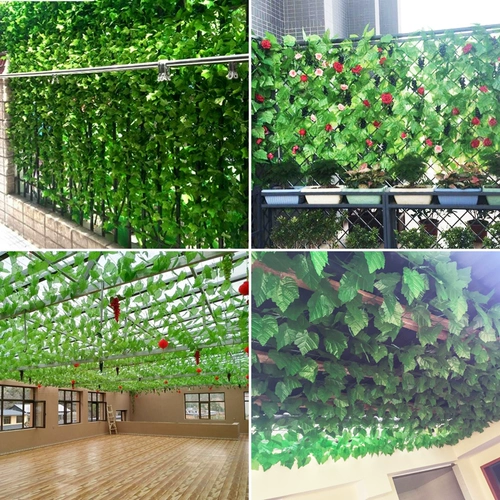Имитация зеленых листьев редиса, искусственные цветы, виноградные лозы, виноградные листья, лозы для украшения потолочных труб, пластиковые зеленые растения, намотка и блокировка.