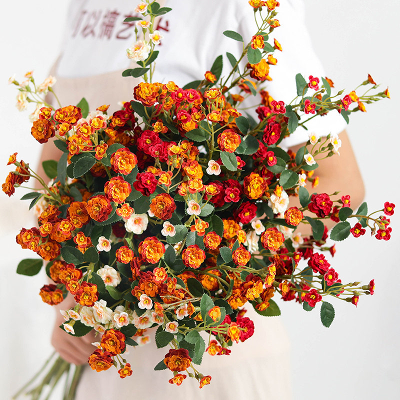 Rosewood Flowers High-end Simulation Flowers Light Extravagant Flowers Desktop Pendulum Pieces Nordic Table Decoration Pendulum Flowers Living-room Drying Flower Bouquet