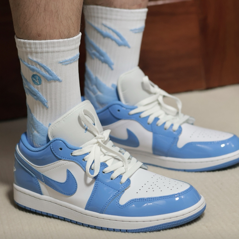 Nike Air Jordan Aj1Low North Carolina Blue Unisex Classic Retro Sneakers Fz2138-114