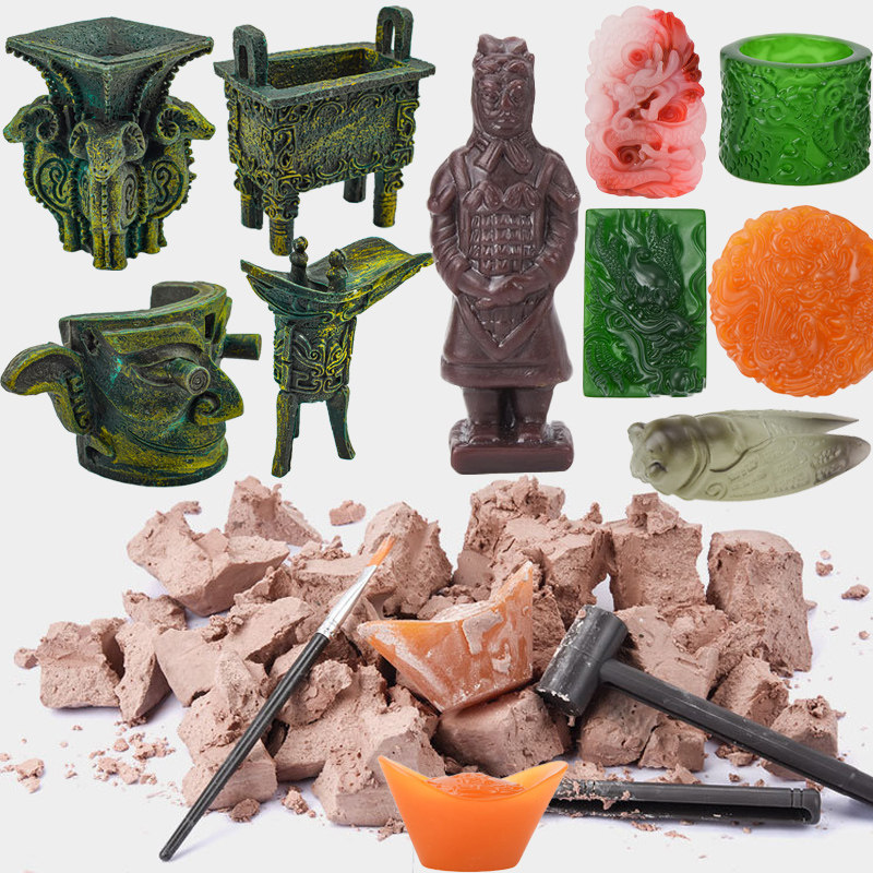 Archaeological excavation toys simulation jade cabbage jade seal cultural relics blind box digging treasure gem museum lost treasure
