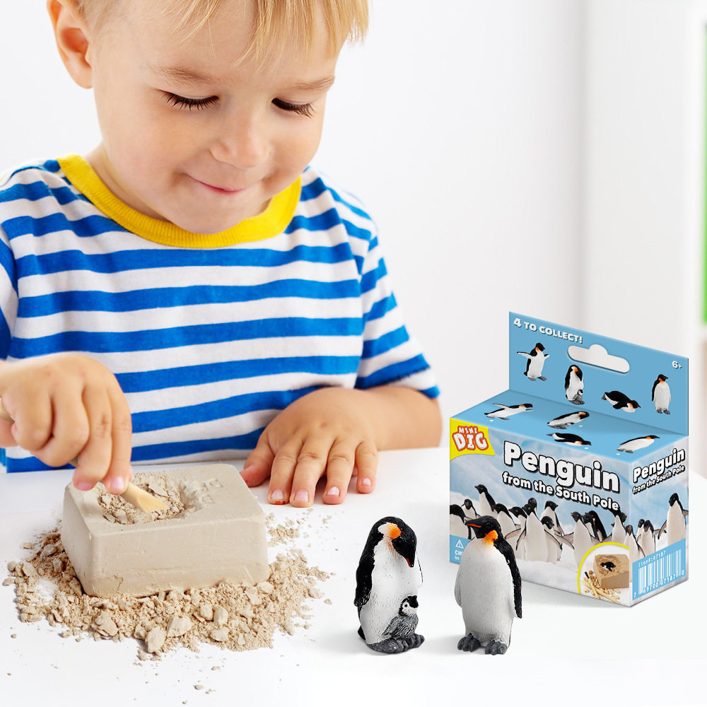 Explore natural penguin fossil archaeological excavation toys handmade DIY children's creative gift blind box below 10 yuan