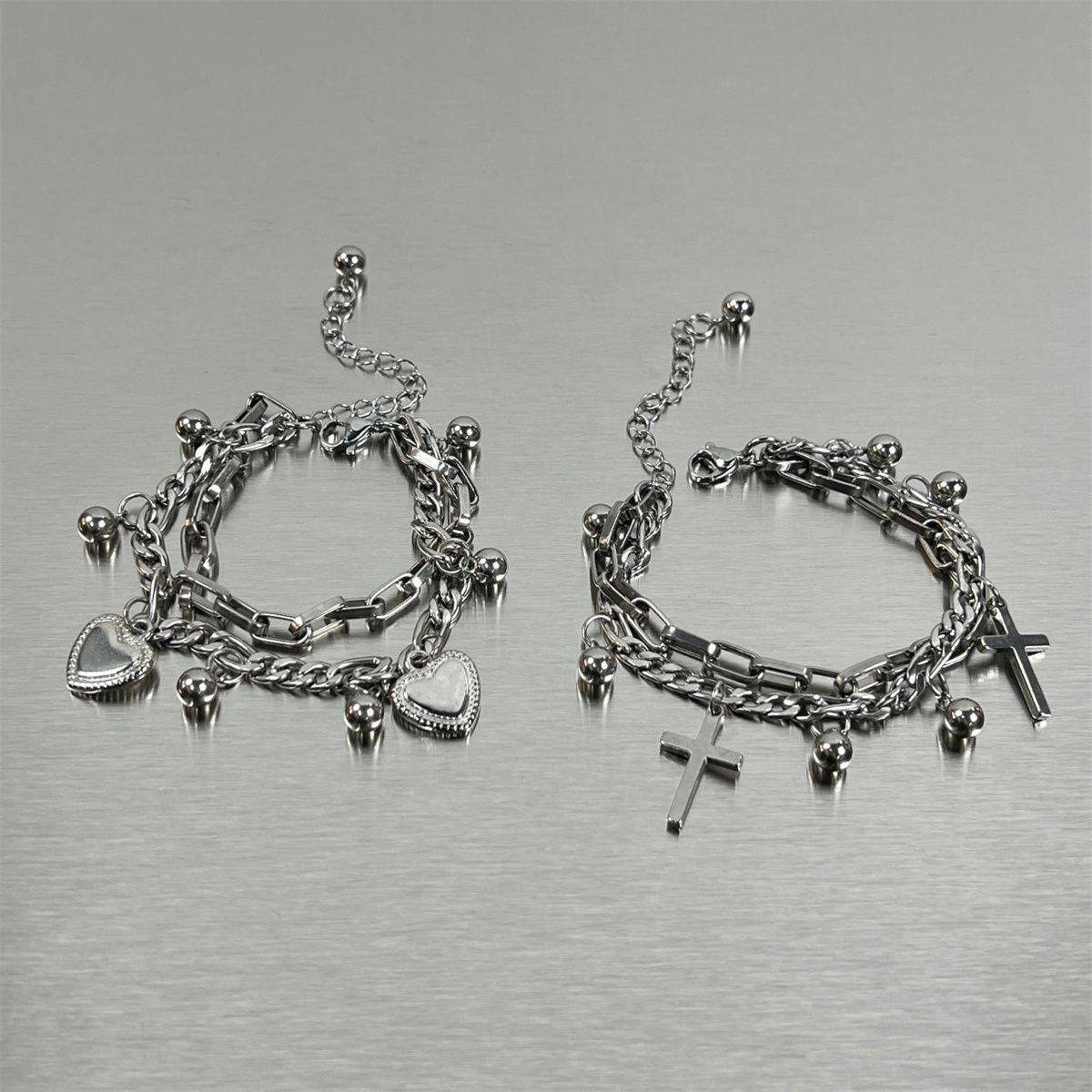 クールでエッジィ！トレンディでスタイリッシュな女性用合金ブレスレット。ニッチなヒップホップやミニマルなレトロファッションに最適です。