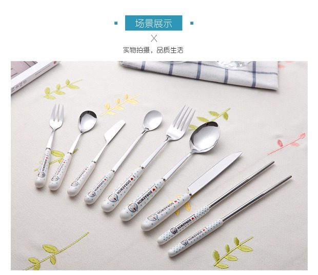 3 miếng từ bộ đồ ăn dao kéo bằng thép không gỉ Bộ đồ ăn phương Tây dao nĩa dao nĩa dao kéo Bộ đồ ăn phương Tây đầy đủ bộ - Đồ ăn tối khay đựng thức ăn