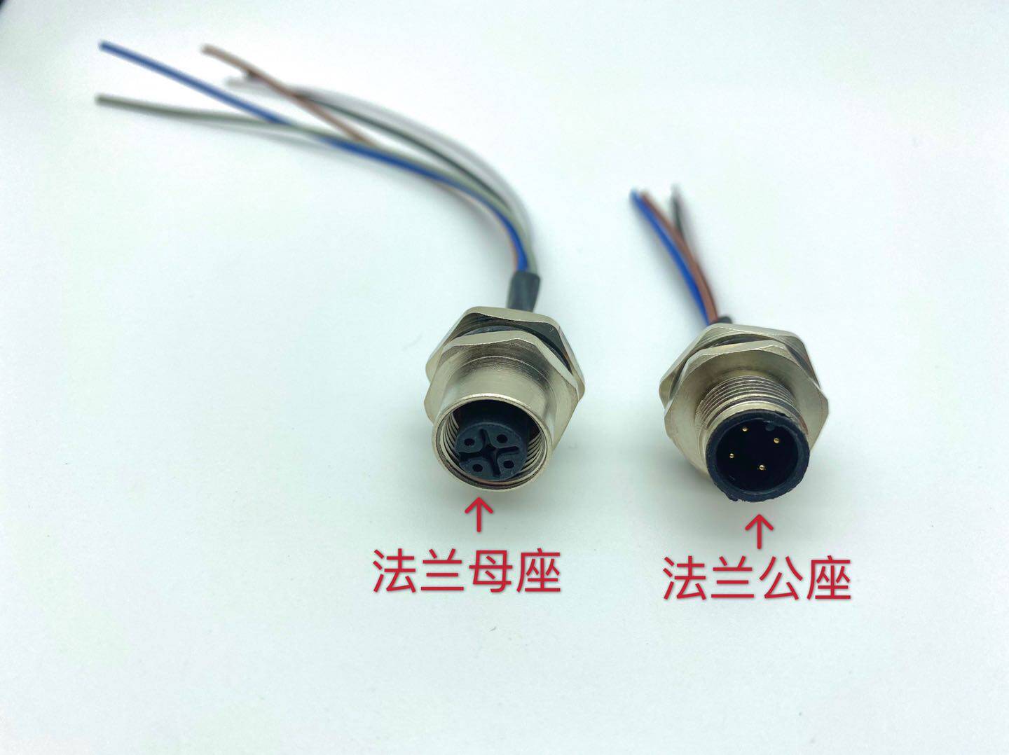 M12 aviation plug socket with line flange seat 4 cores 5 cores 8 cores through the board front lock rear lock installation connector waterproof