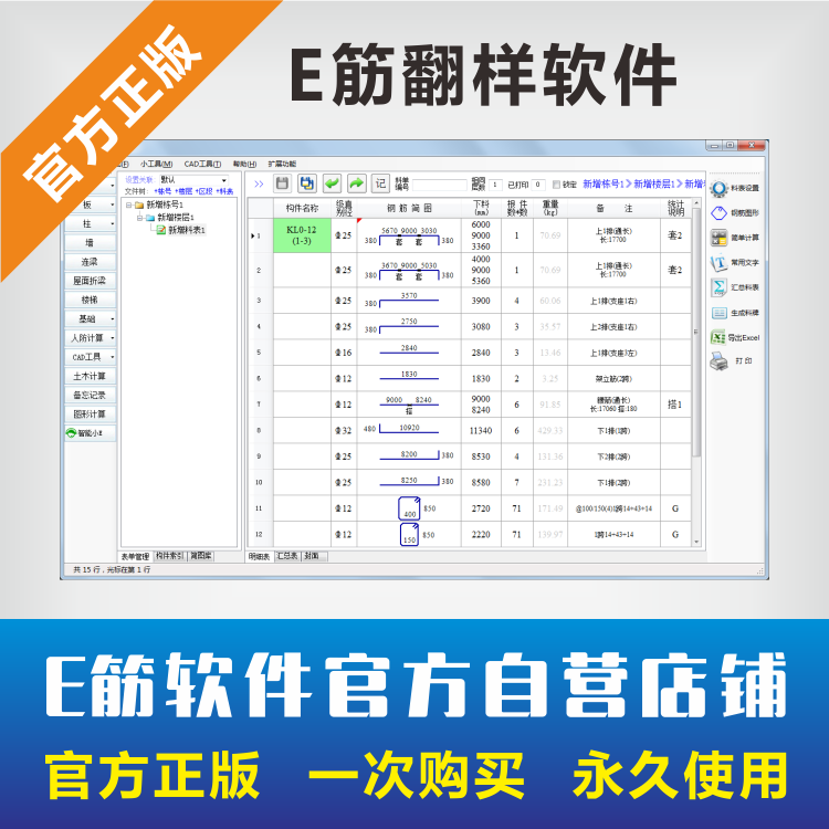 Genuine (E-rib flipping software) reinforcement construction flipping software_Official self-operated Taobao shop beam plate wall column