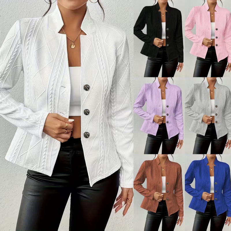 Independent Website Amazon 2025 European and American Women's Clothing Autumn and Winter New Hot-Selling Button Pattern Small Suit Stand-Up Collar Jacket