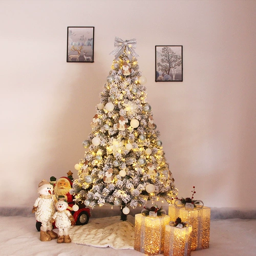 2023 Новый рождественский дом на дереве упаковка Рождественское украшение 1,5/1,8 метра плотных светящихся белых бархатных деревьев
