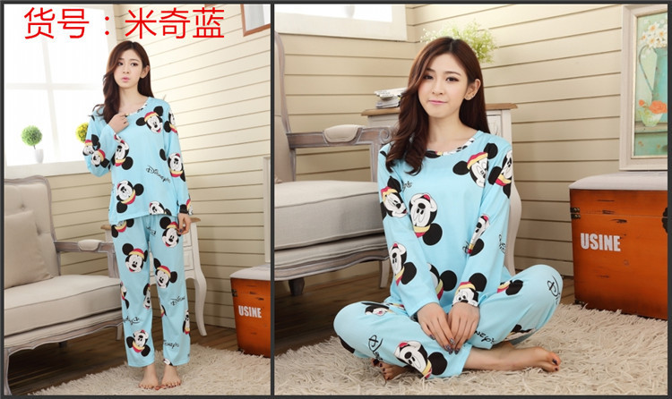 Đồ ngủ mùa xuân và mùa thu ít phụ nữ cotton dài tay dễ thương dịch vụ tại nhà mùa hè phụ nữ cotton mỏng phần XL phù hợp thời trang mặc nhà