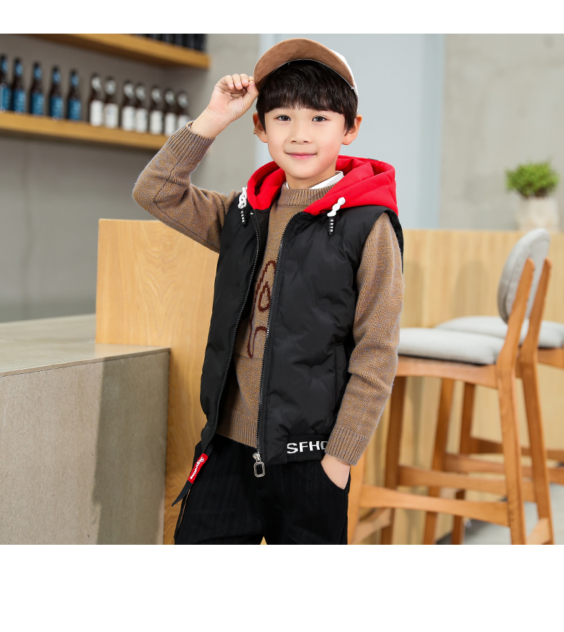 Áo vest bé trai mùa thu đông 2018 mới 6 bé lớn 7 bé 8 xuân hè 9 áo vest dài dày 15 tuổi quần áo trẻ em cao cấp