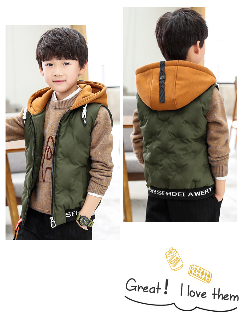 Áo vest bé trai mùa thu đông 2018 mới 6 bé lớn 7 bé 8 xuân hè 9 áo vest dài dày 15 tuổi quần áo trẻ em cao cấp