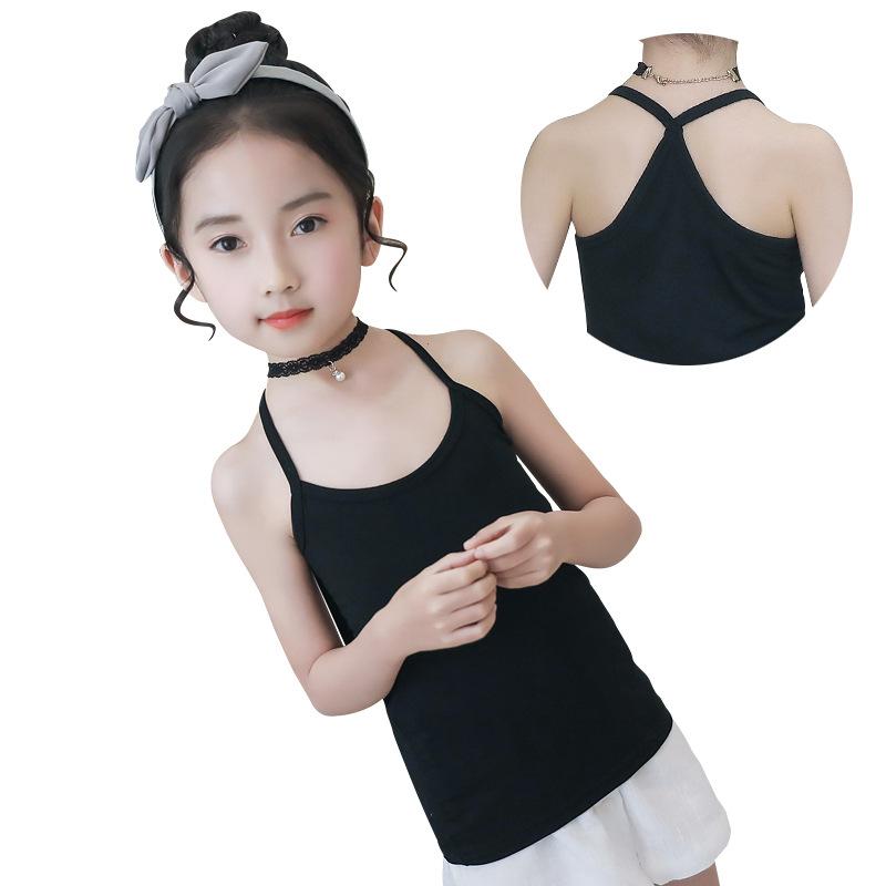 Gona thương hiệu childrens quần áo cô gái Mordale bông Y-word vest Hàn Quốc phiên bản của sling tóc rắn màu cơ đáy.