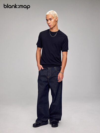 Blank Map13oz dark blue raw cow 2021M version classic loose straight cleanfit jeans for men