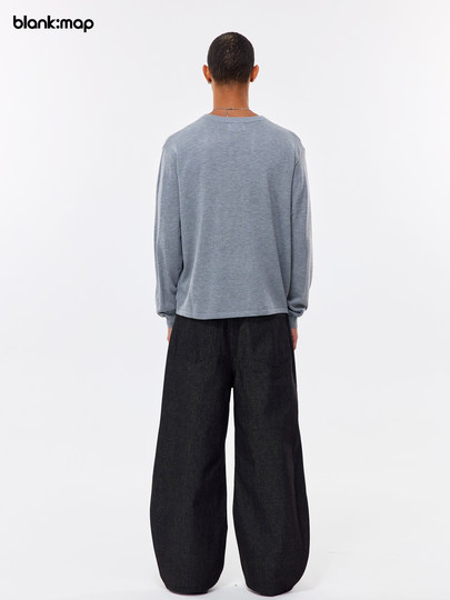 Blank Map Scimitar Stiff Silhouette Raw Cow American Street Cleanfit Knee Pleated Jeans Men's Fashion