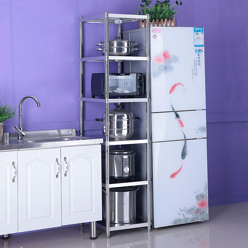 Stainless steel kitchen shelving Home shelves Six layers of finishing shelves Multi-functional microwave oven accommodating shelf pan shelves