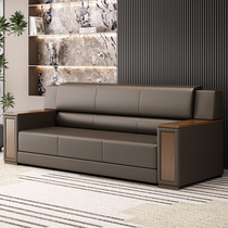 Office sofa coffee table combination business conference room modern simple Chinese style reception VIP three-seat leather sofa