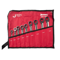 JETECH mirror throw ratchet dual-use wrench set 7 8 9-piece set GR-S7 S8 S9 8-19mm